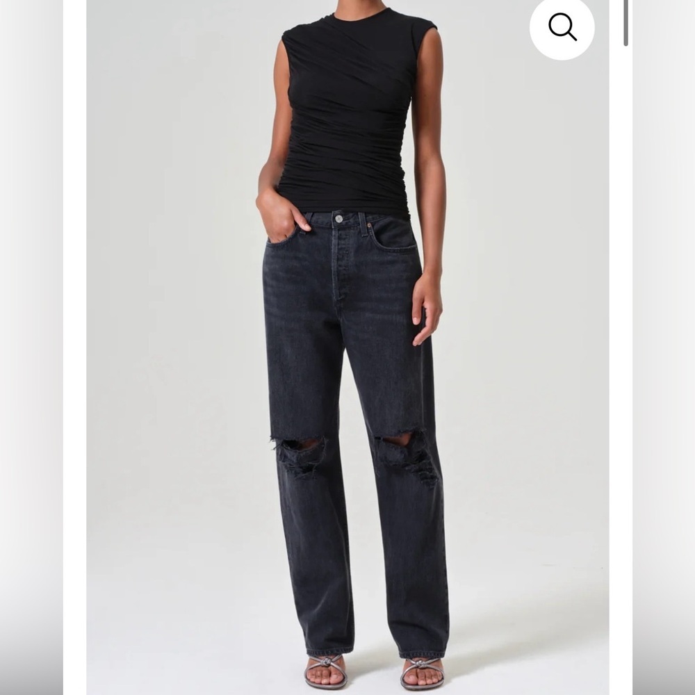 AGOLDE Kelly Jean in Fuse Black Distressed Straight Leg Size 31 NWT